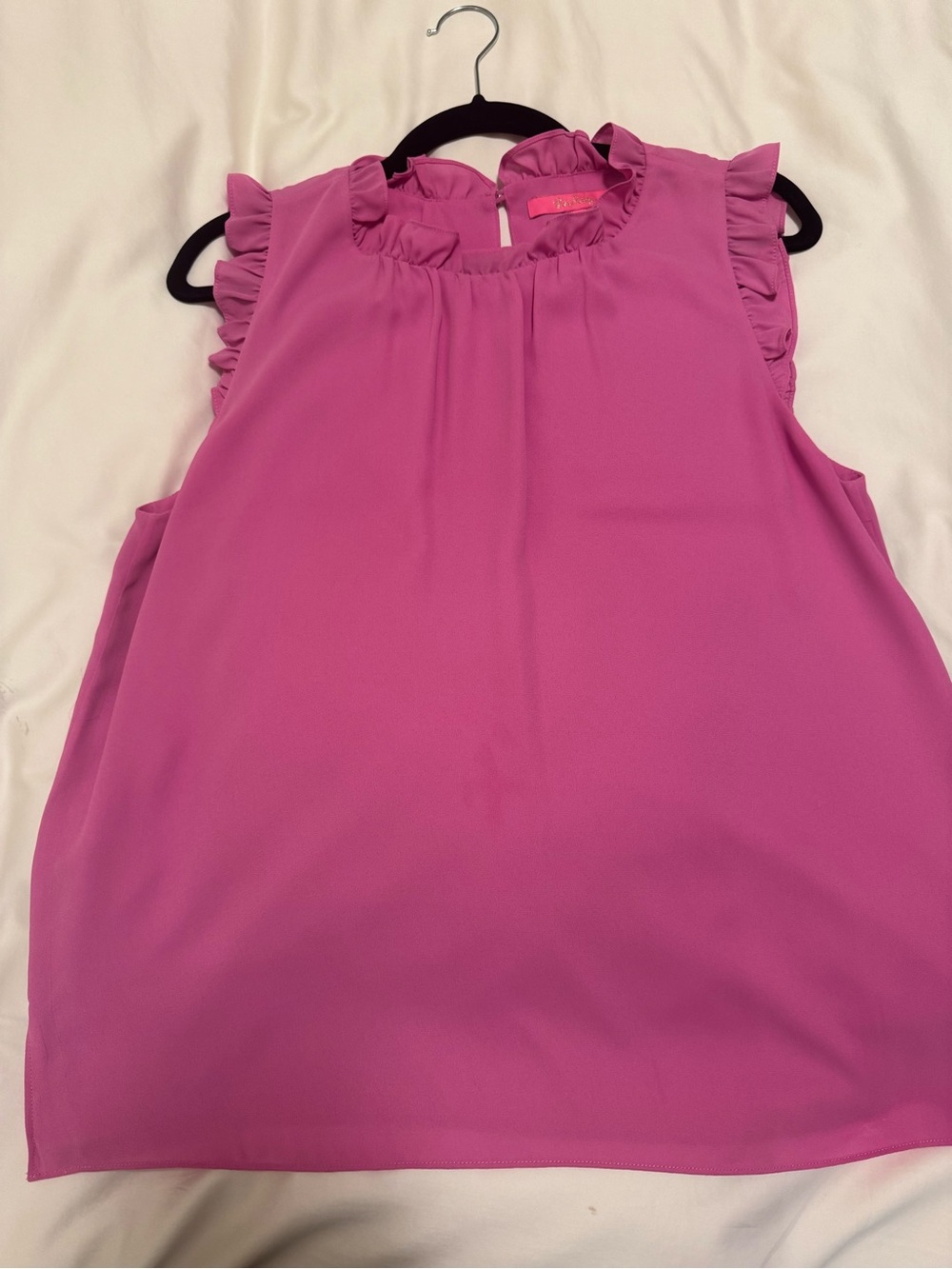 J. Crew Ruffle-Trim Sleeveless Blouse in Bright Pink